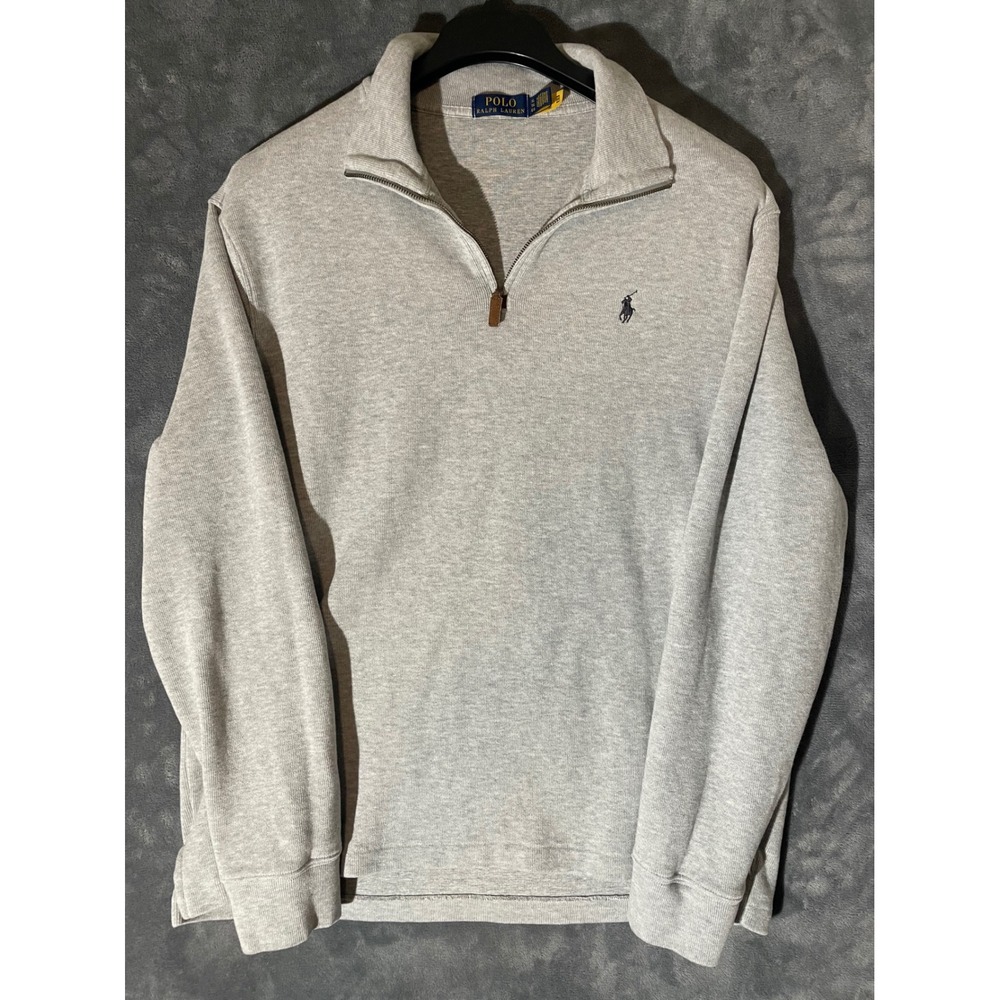 Polo Ralph Lauren Mens XL Gray Quarter Zip Pullover Cotton Sweater 710635035
